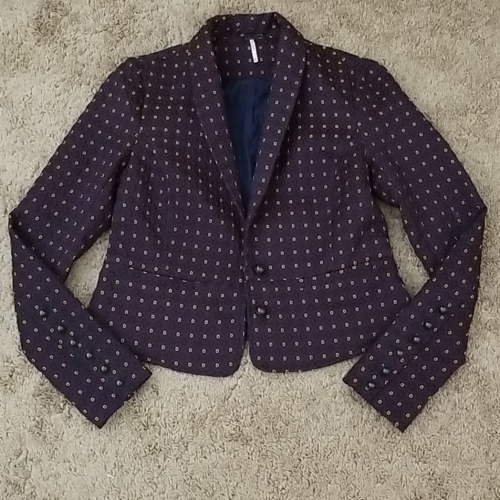 FREE PEOPLE SHRUNKEN JACQUARD JACKET BLAZER XS NEW